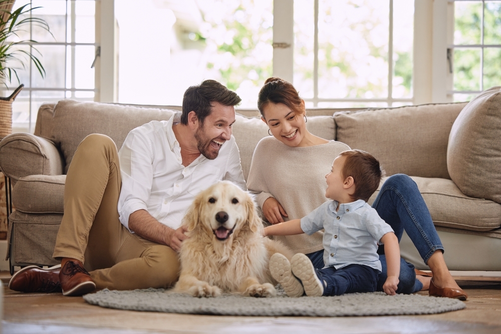 Pet dog with family